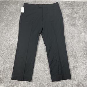 Stafford Dress‎ Pants Mens 40 x 30 Coolmax Side Stripe Stretch Pleated Black NWT